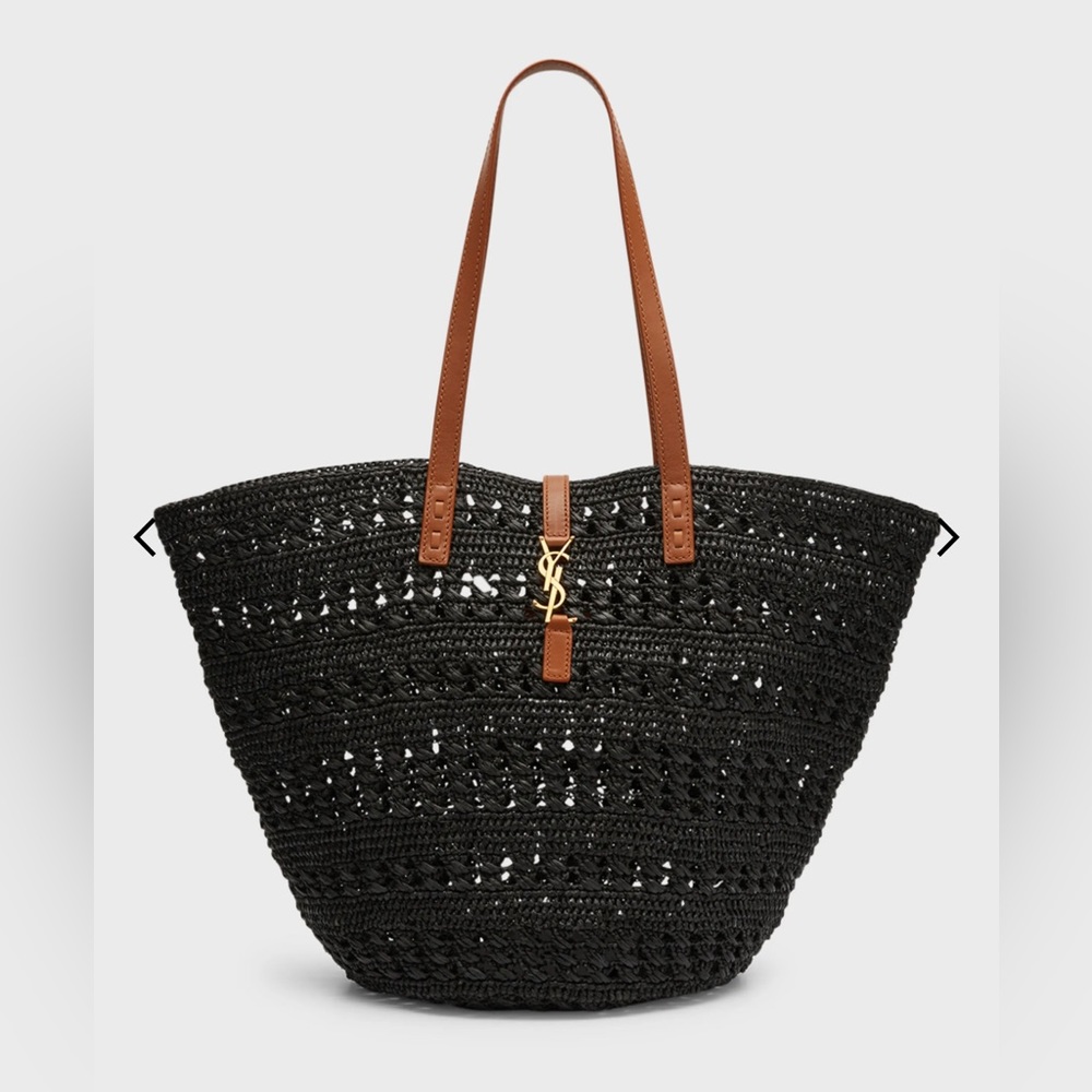 SAINT LAURENT PANIER MEDIUM RAFFIA YSL TOTE BAG